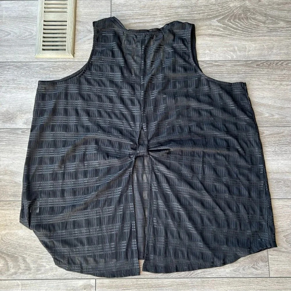 Mblm Sleeveless  Sheer Gingham Stretchy Top in Black - Picture 9 of 12
